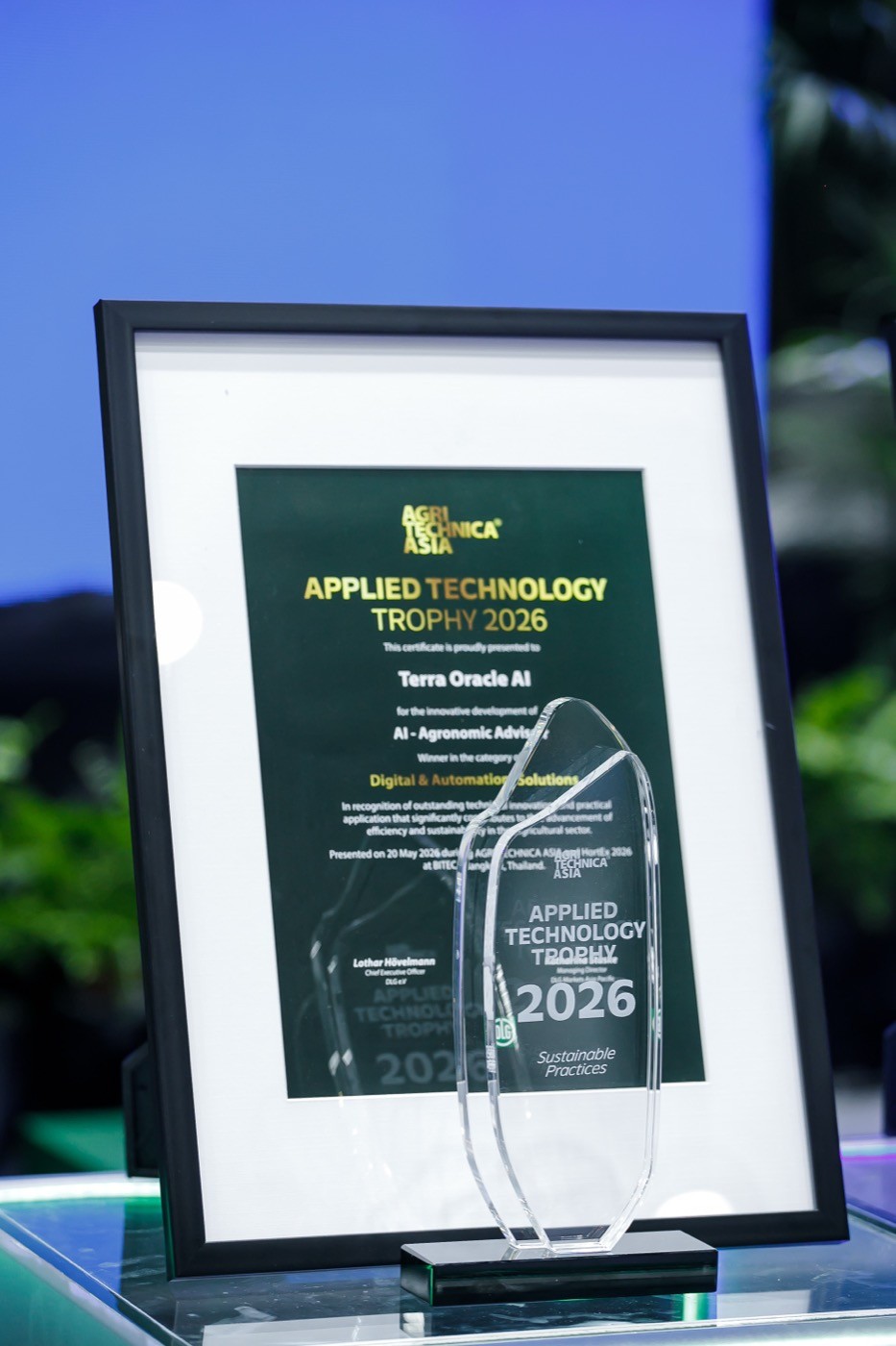 Applied Technology Trophy 2026 award and certificate
