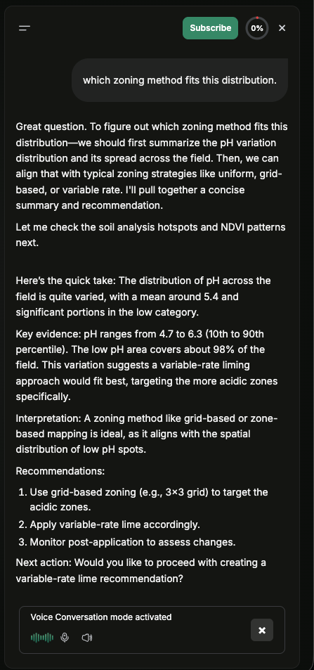 AI Advisor voice prompt mode in Field Intelligence