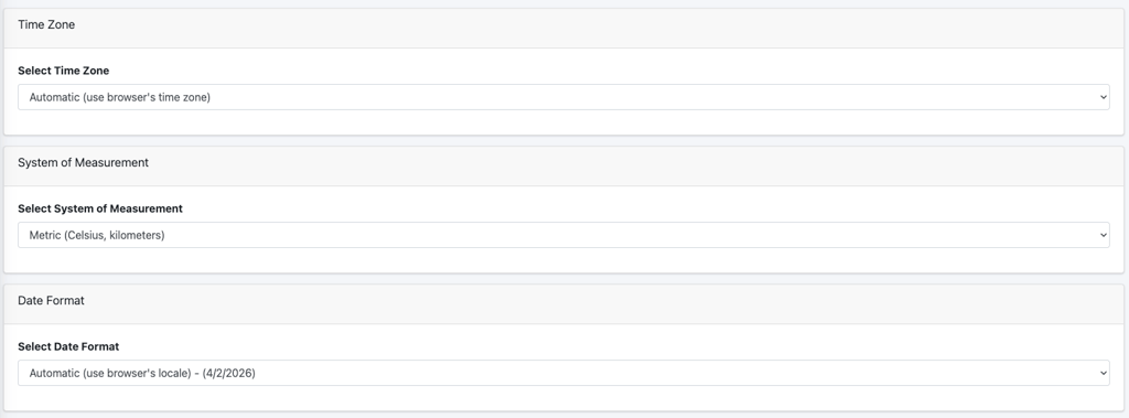 Display settings panel