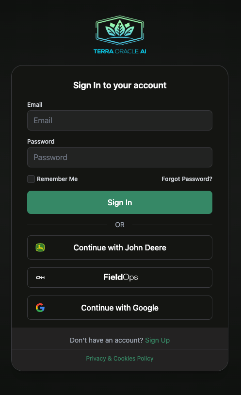 Portal login screen with sign-in options