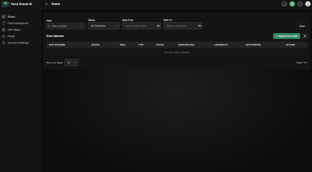 Terra Oracle AI Portal scans page