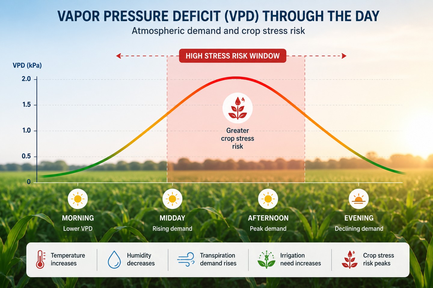 Daily VPD curve peaking in the afternoon with a highlighted high stress risk window